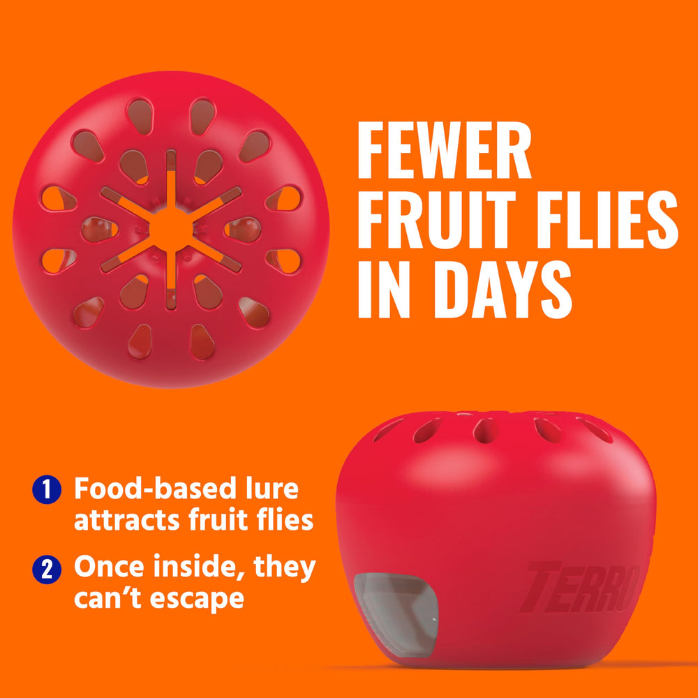 Discreet apple-shaped Terro trap blends with kitchen fruit