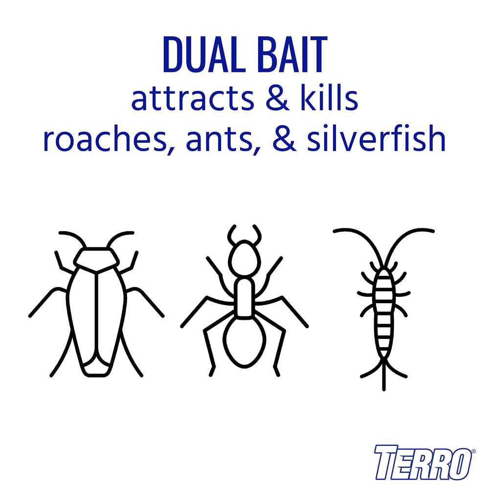 Terro paste bait base closeup attracting roaches and silverfish.