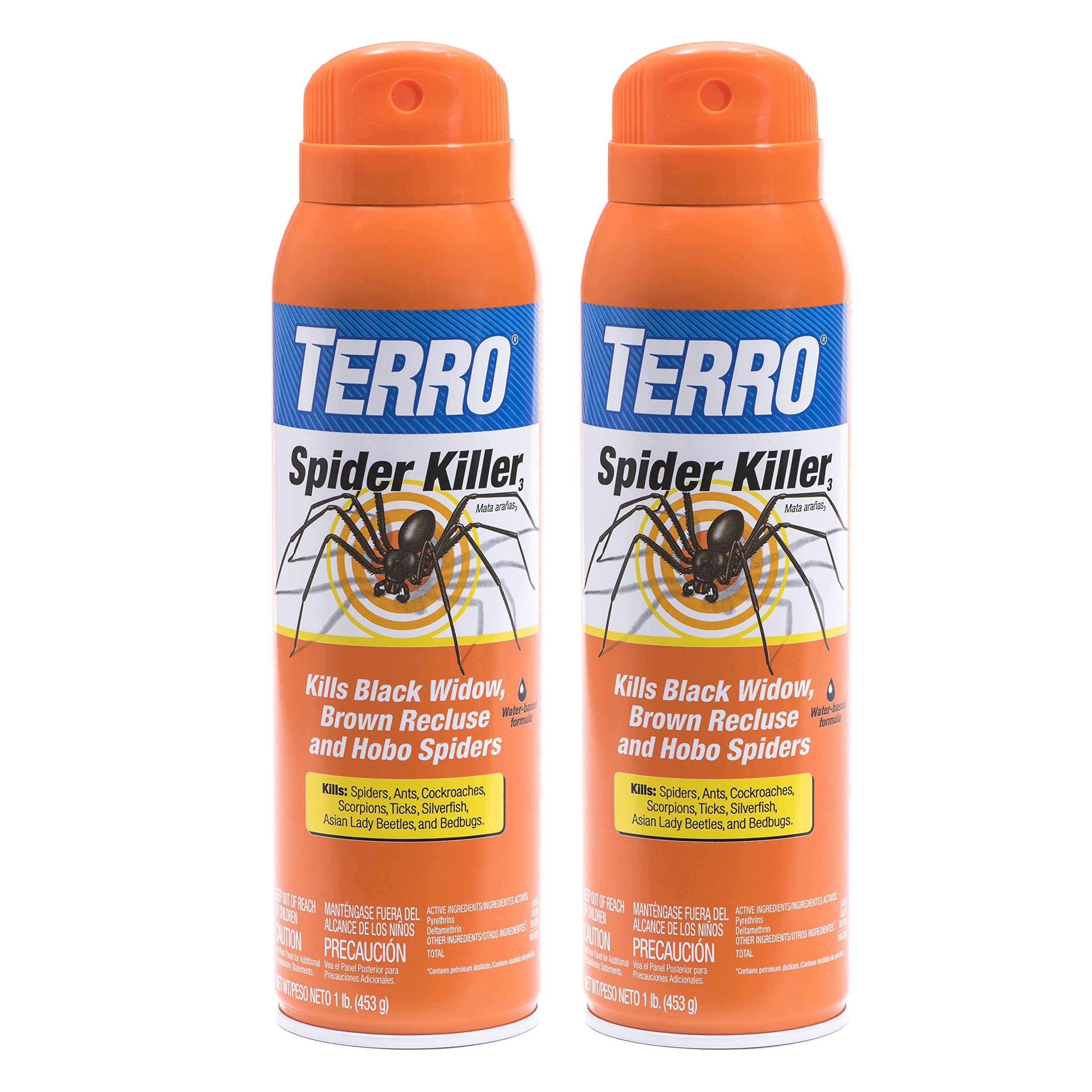 Terro T2302 spider killer aerosol; fast knockdown for spiders indoors.