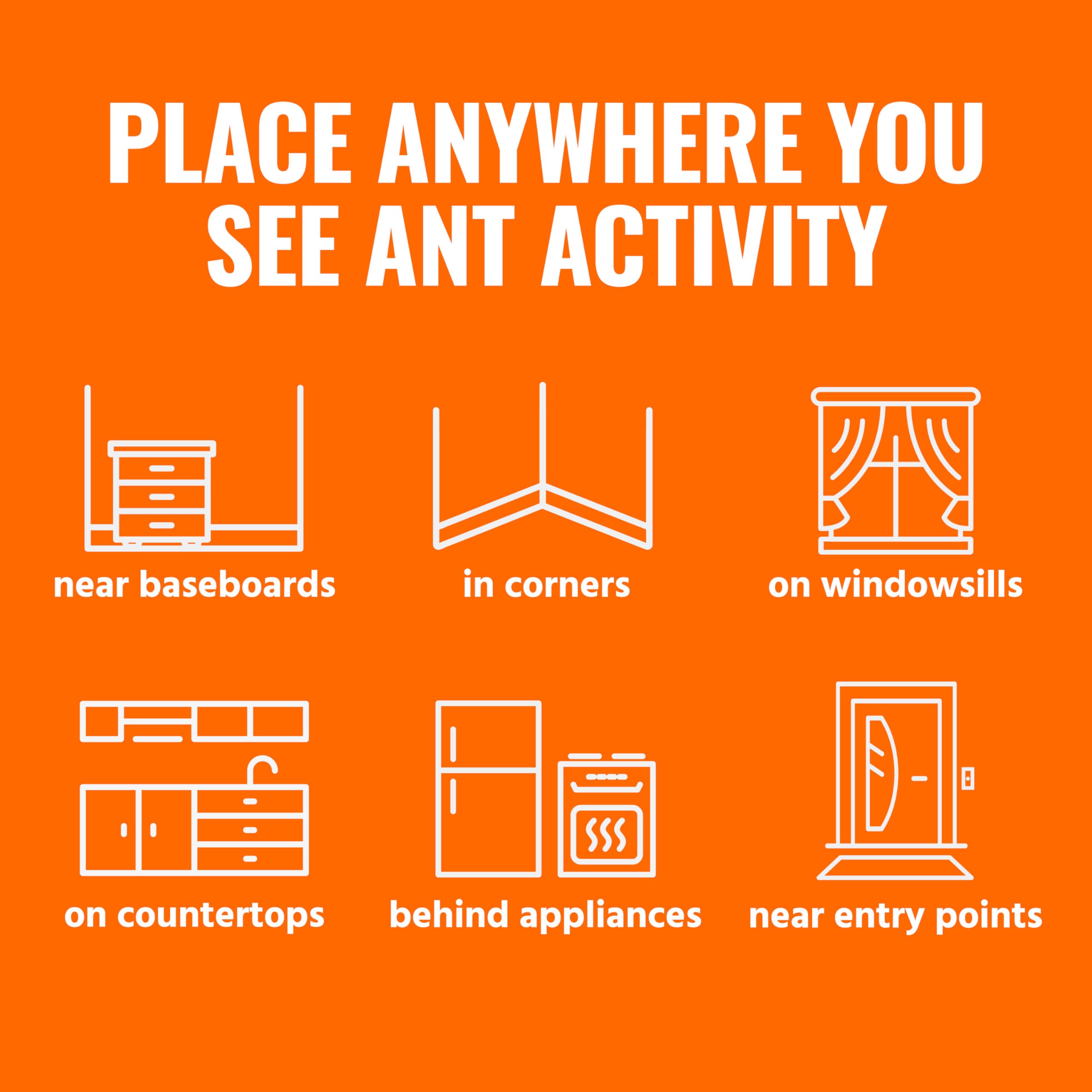 Corner placement covers high-traffic ant routes.