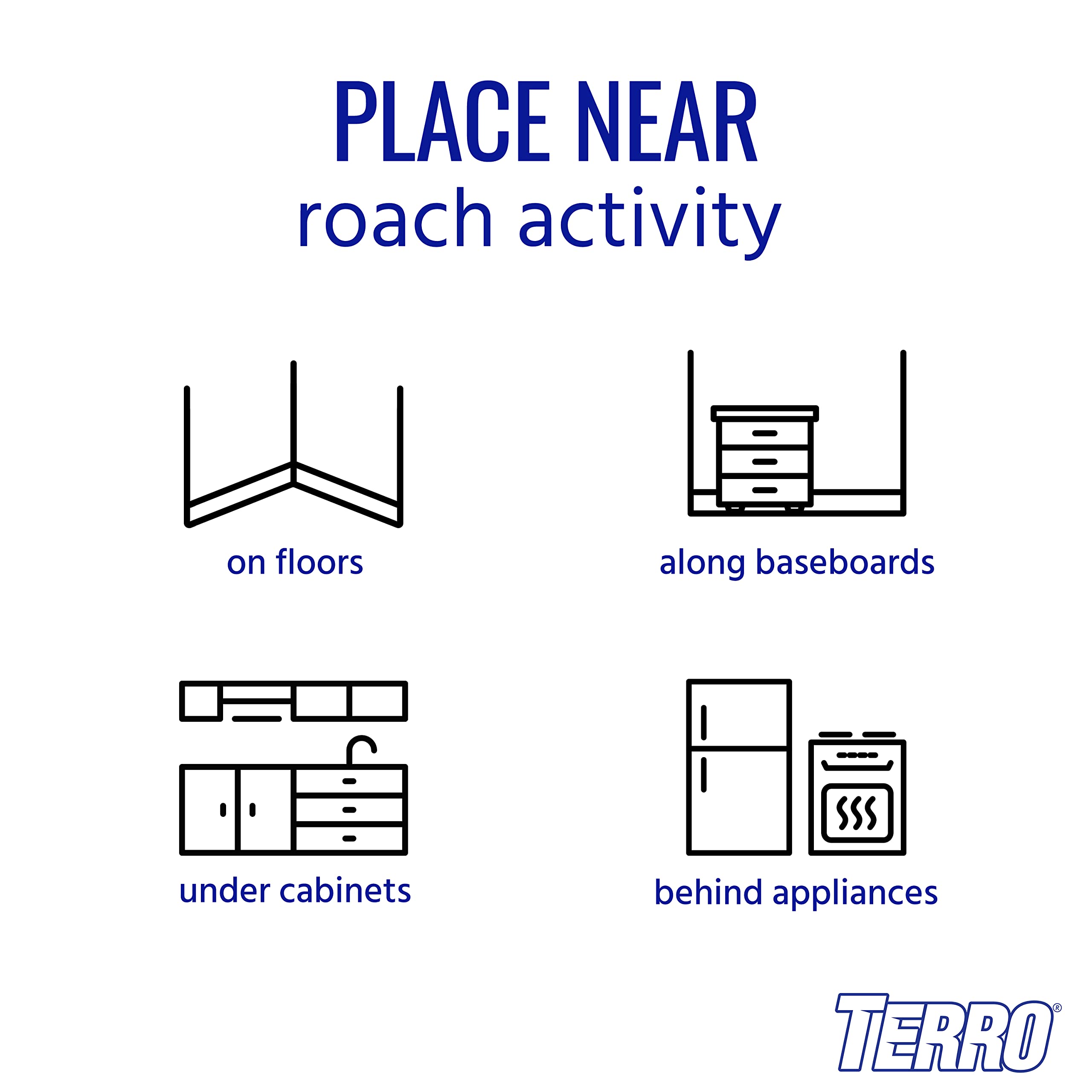 Terro T500SR bait station under the cabinet targets hidden roaches.
