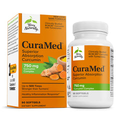 Terry Naturally CuraMed 750mg bottle showcasing high-potency curcumin for antioxidant support