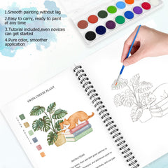 Terself Watercolor palette and round brush for effortless painting