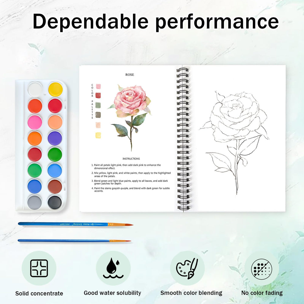 Terself Watercolor paper quality resists bleeding and keeps colors vibrant