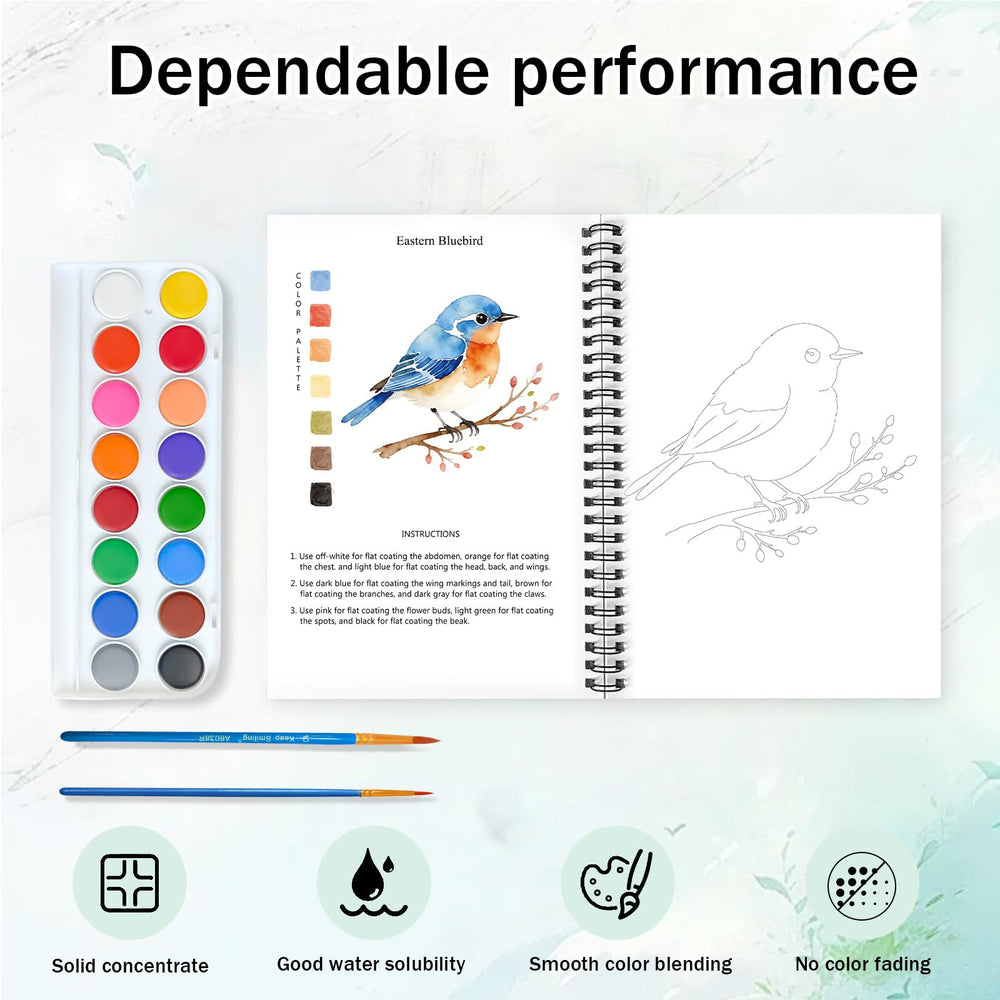 Lid doubles as a palette in Terself Watercolor Workbooks for convenient mixing.
