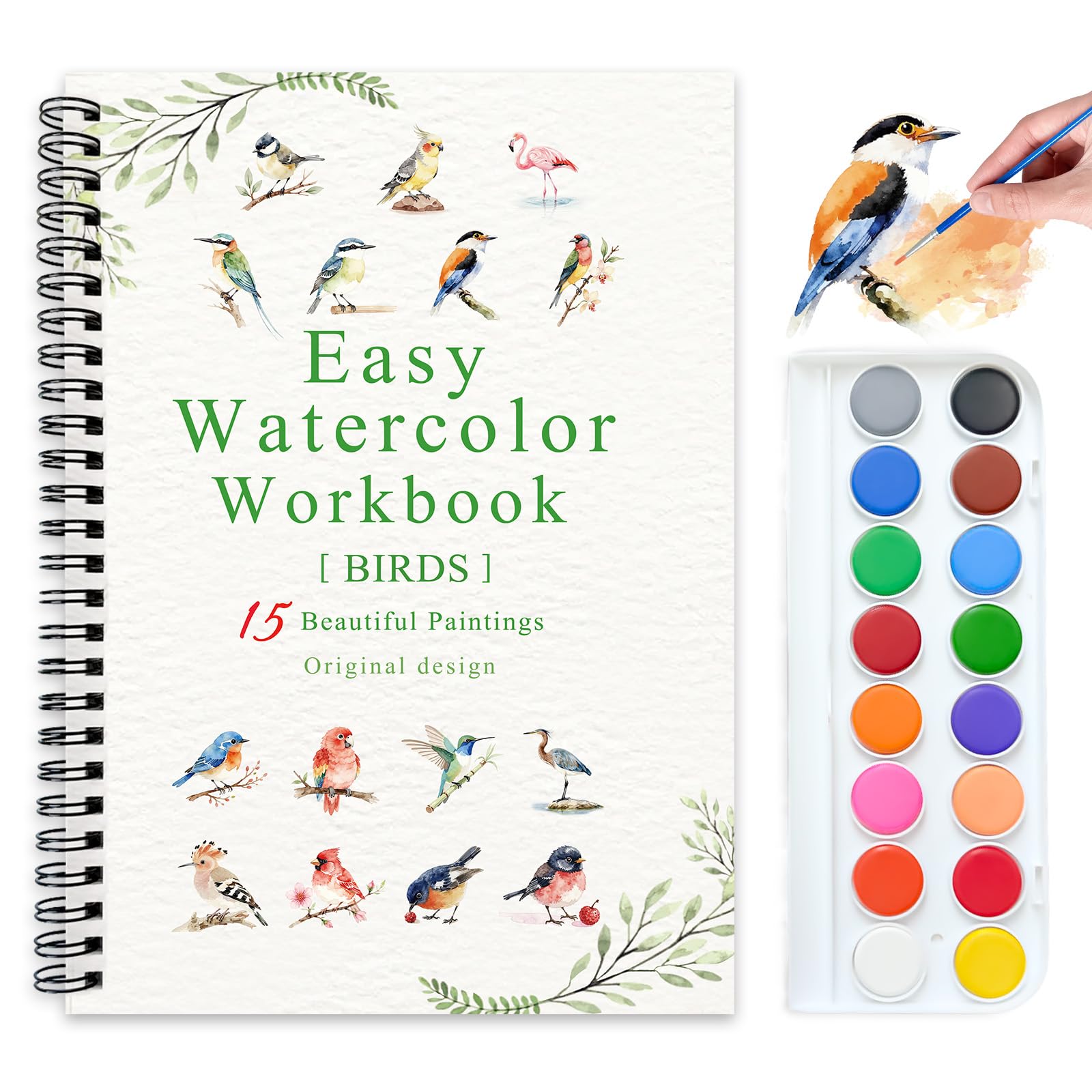 Terself Watercolor Workbooks palette and paints for easy color mixing on the go.
