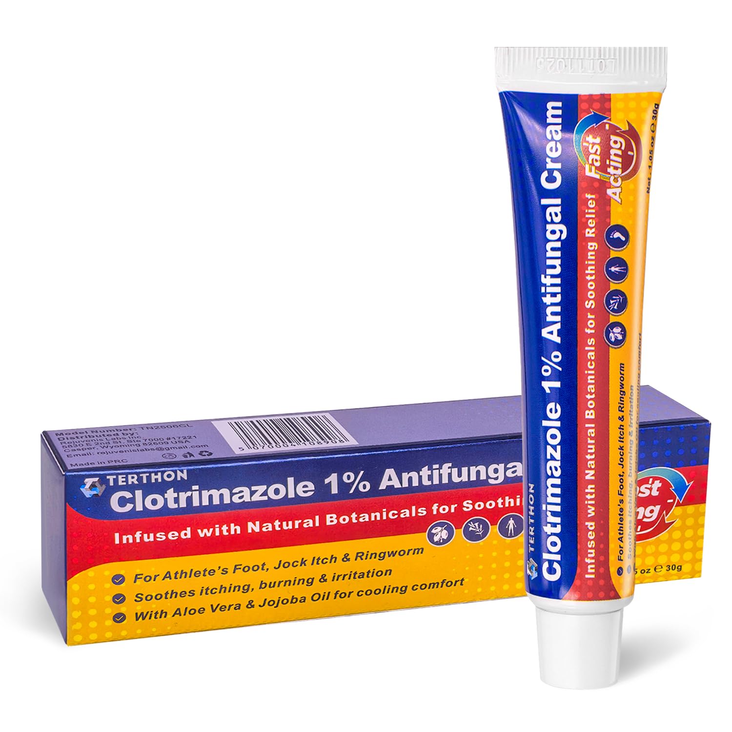 Terthon Antifungal Cream 1% bottle for convenient daily application and relief
