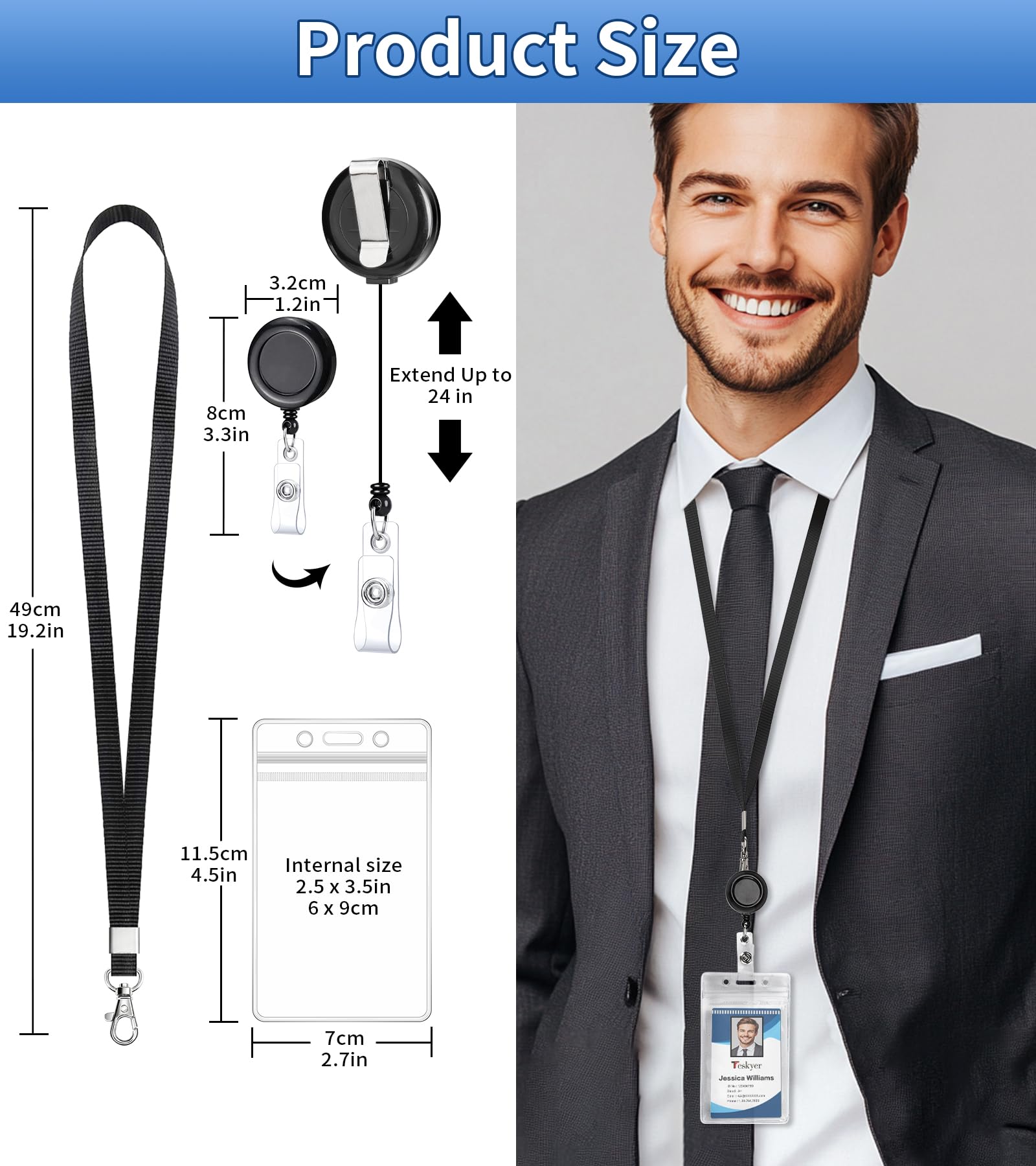 Teskyer retractable cord extends 24 inches for flexible access