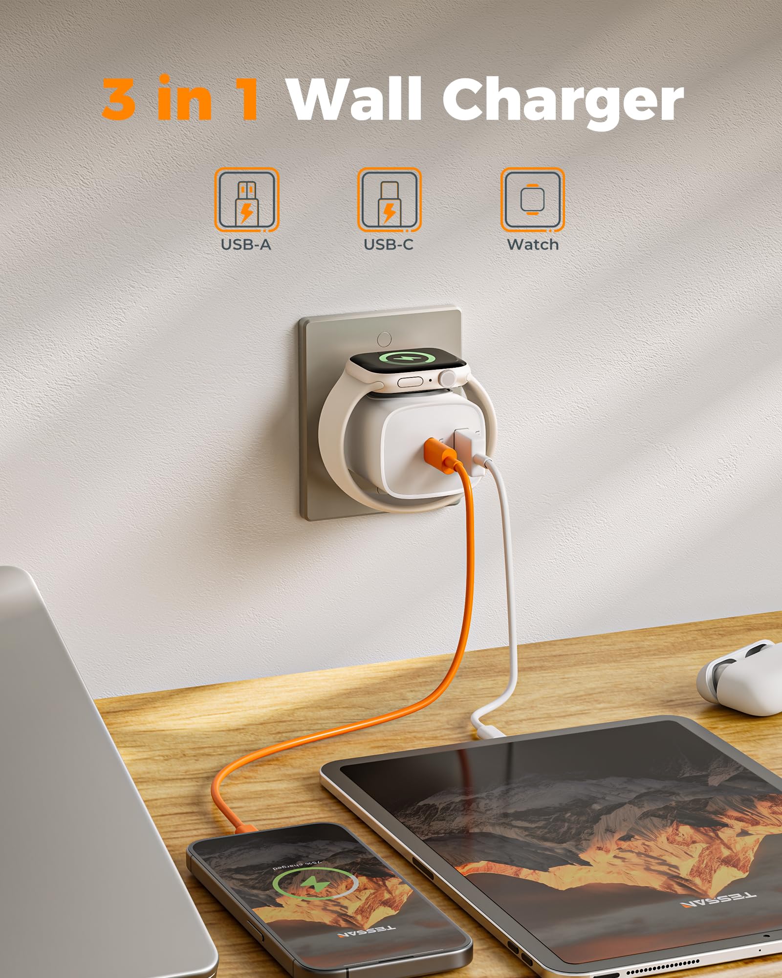 TESSAN 20W PD USB-C port enables quick iPhone topping up.