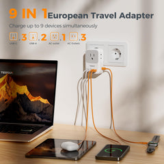 TESSAN adapter with five USB ports charges several devices at once.
