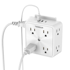 TESSAN 8-outlet extender with USB charger for multi-device charging at home or dorm