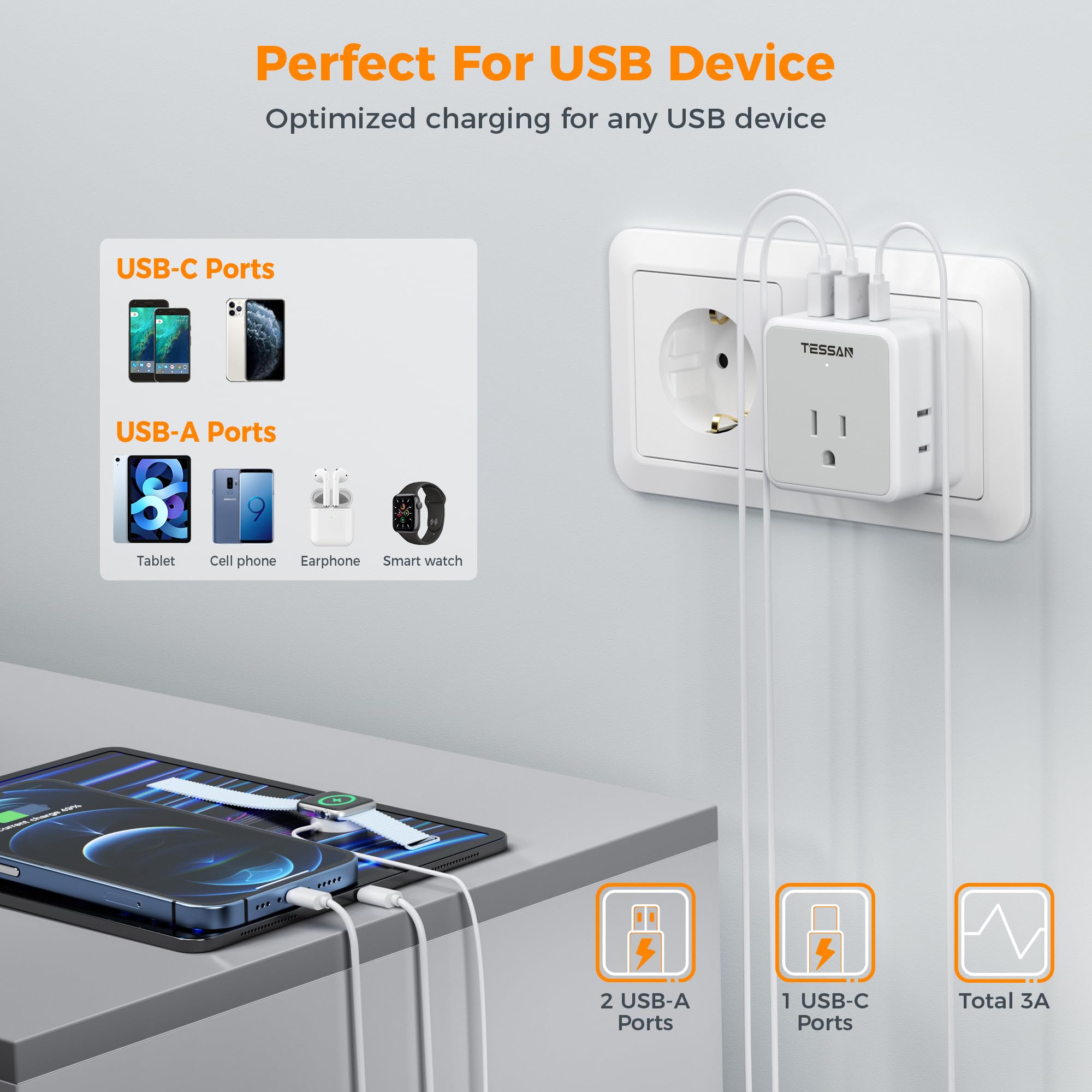 Compact design keeps the TESSAN adapter easy to pack.