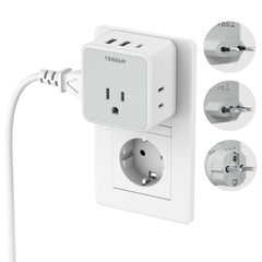 TESSAN all-europe travel adapter kit with detachable plugs for Europe-ready power.