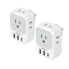 TESSAN Australia plug adapter Type I front view shows 4 outlets and USB-C for versatile charging.