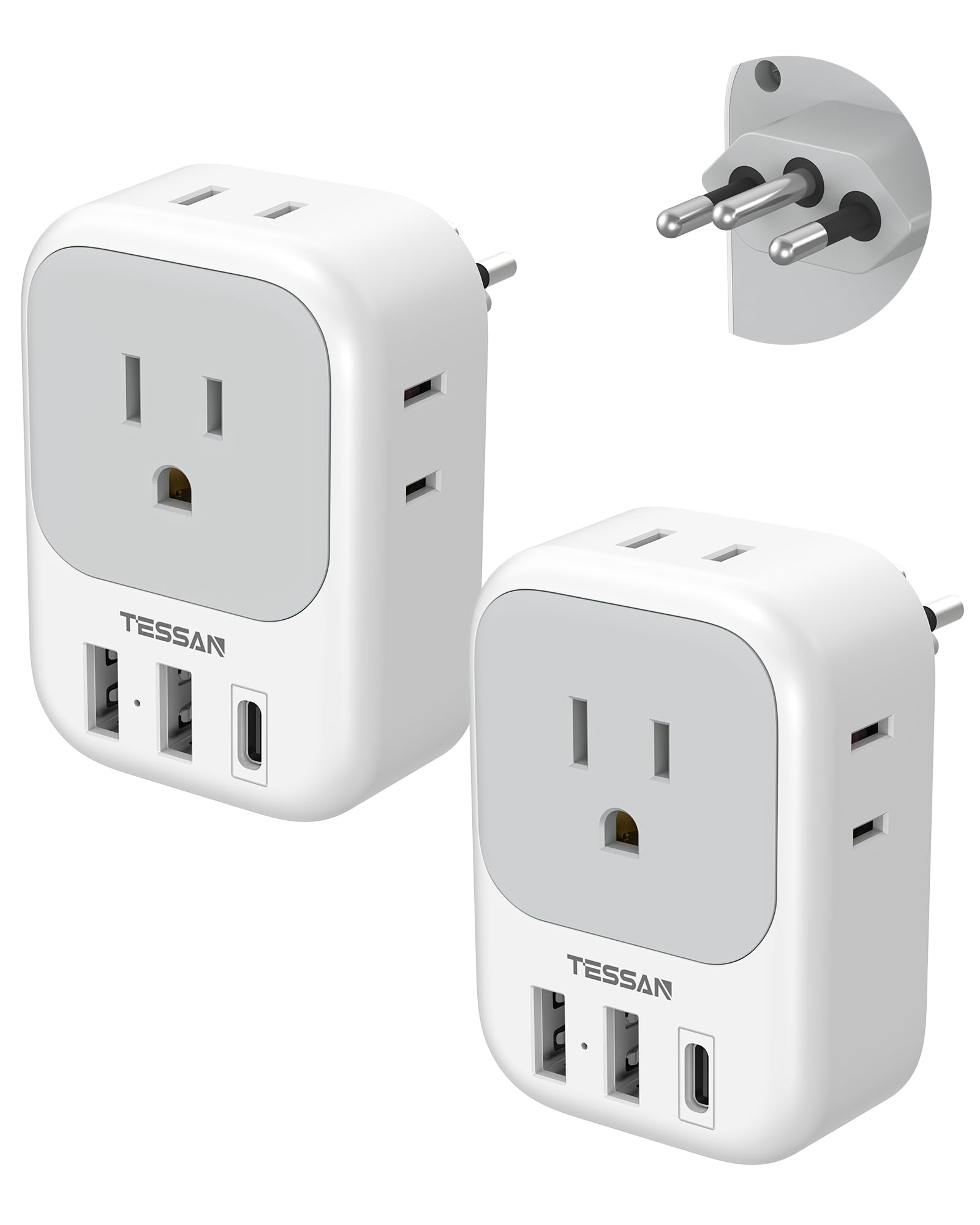 tessan brazil adapter 7in1 front view versatile charging while traveling