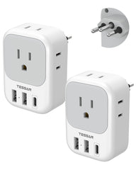 tessan brazil adapter 7in1 front view versatile charging while traveling