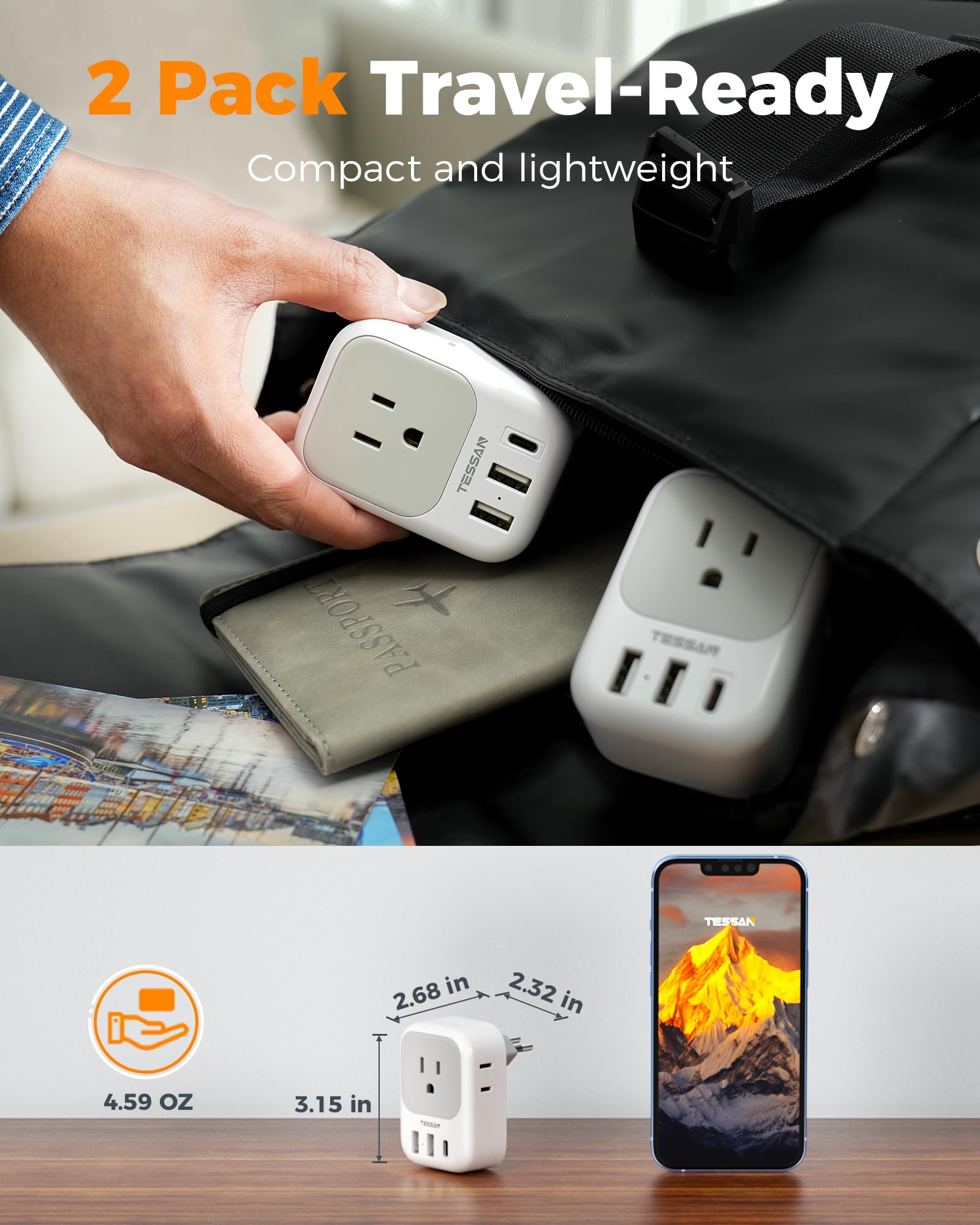 tessan brazil adapter two-pack keeps you prepared for travels