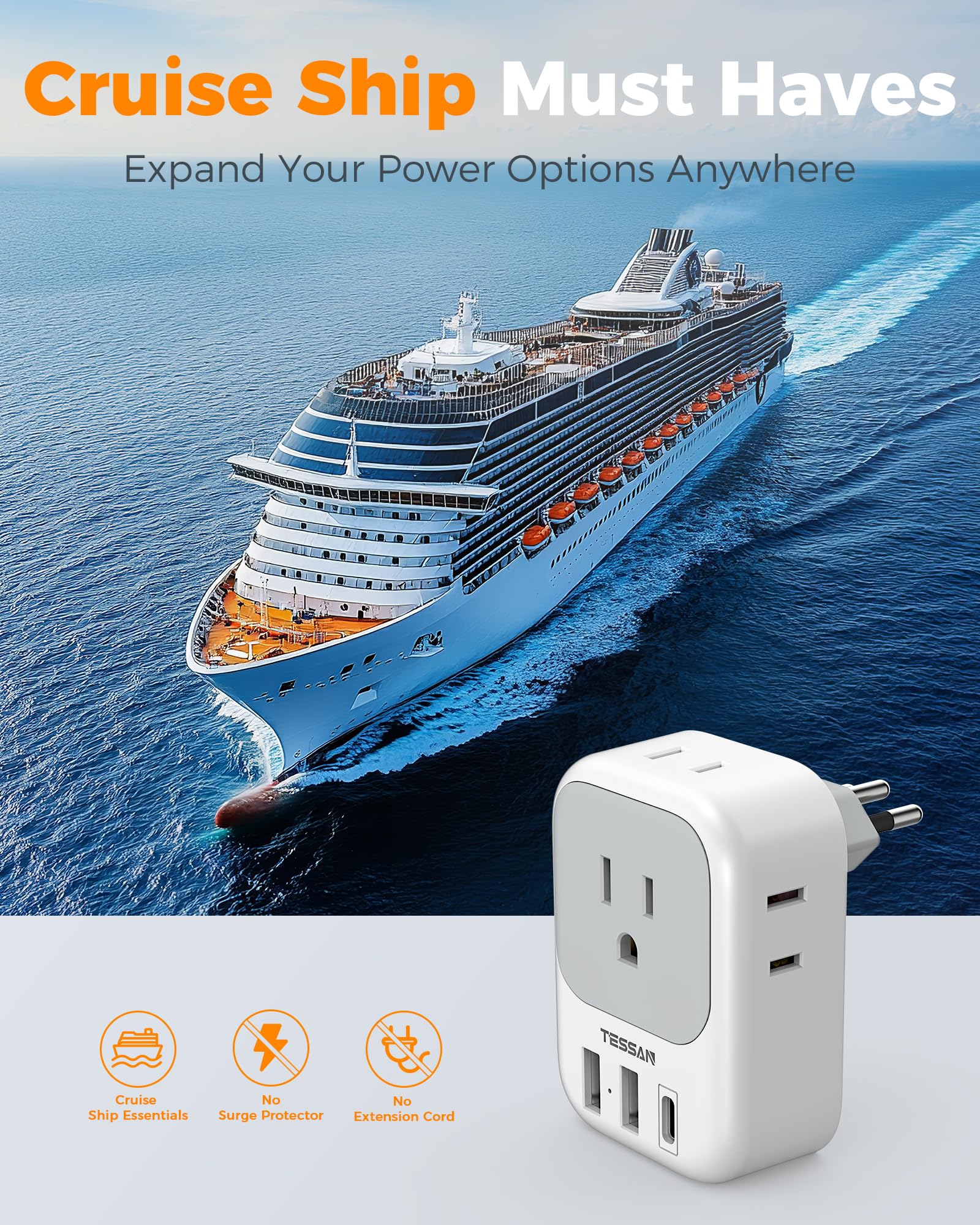 tessan brazil adapter type-n plug enables brazil outlet access on the go