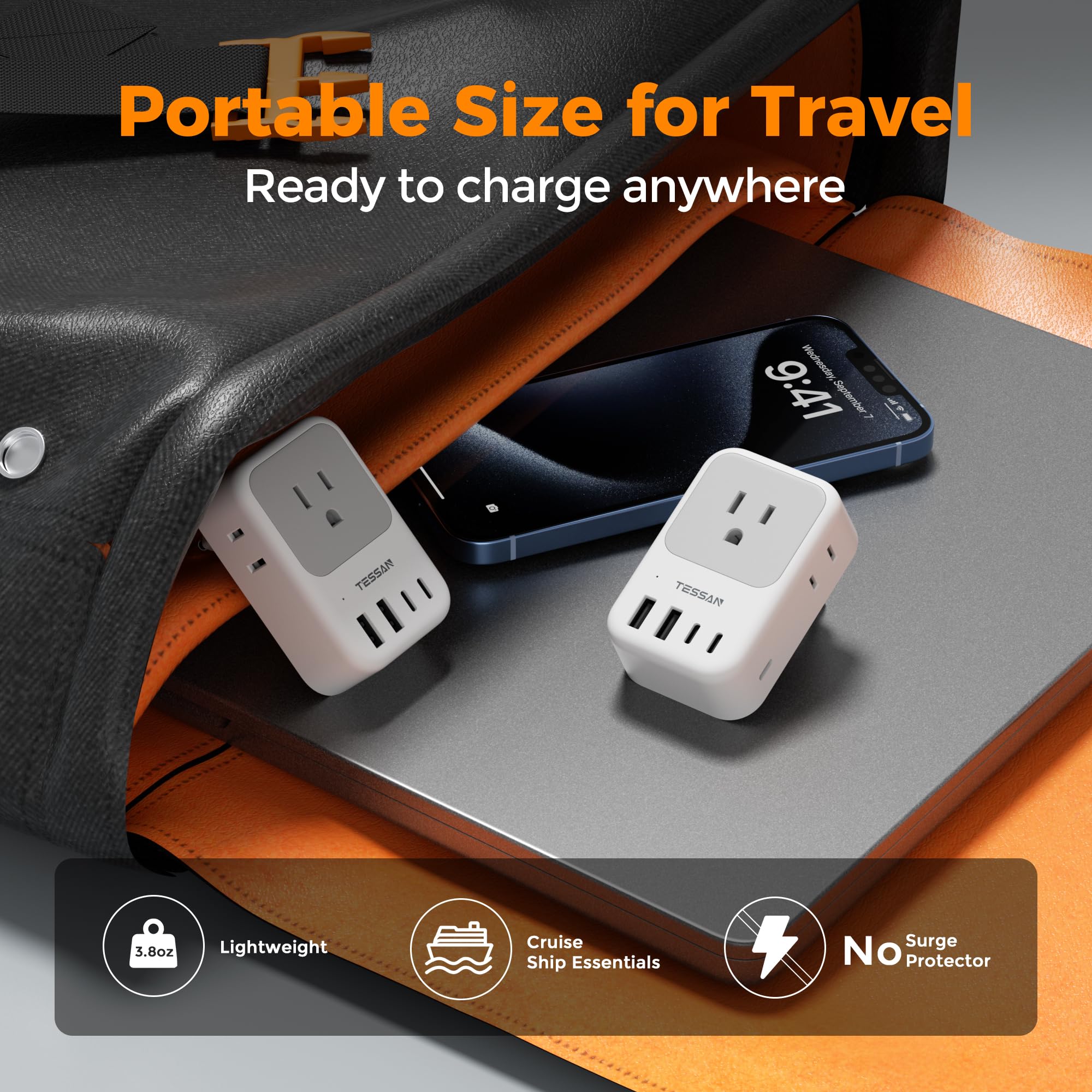 TESSAN compact travel design saves luggage space during travel.