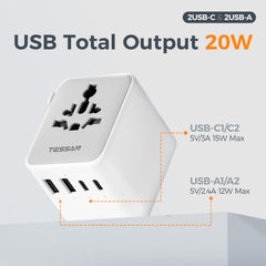 TESSAN compact travel adapter size held in hand