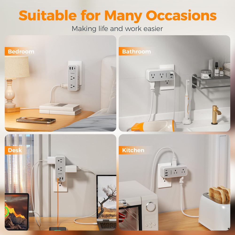 TESSAN power hub ideal for dorm rooms and home offices.