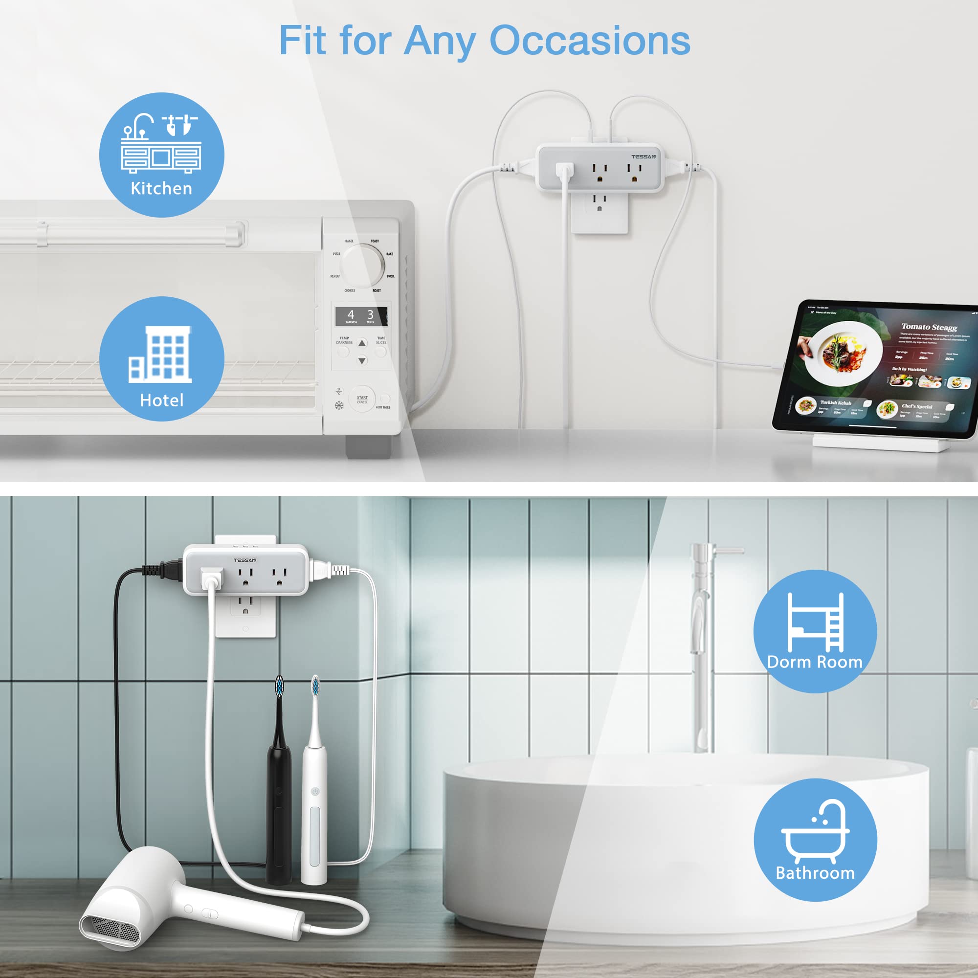 TESSAN dorm-room desktop power hub keeps devices organized and ready
