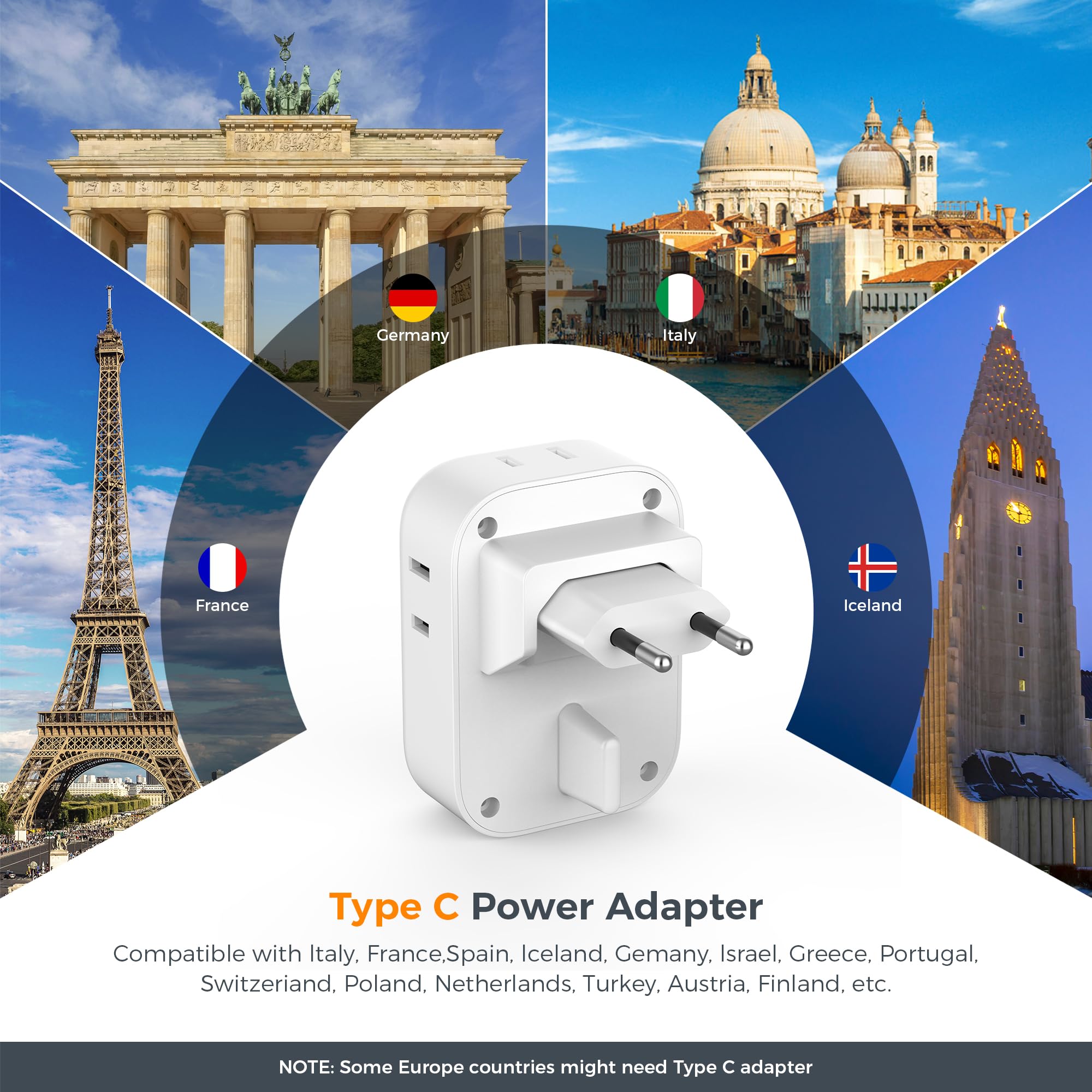 TESSAN 7-in-1 design expands one EU socket to seven ports