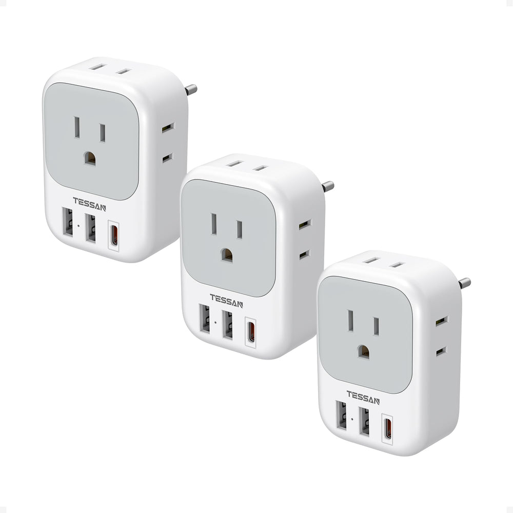 TESSAN European travel plug adapter compact for easy packing on multi-country trips.