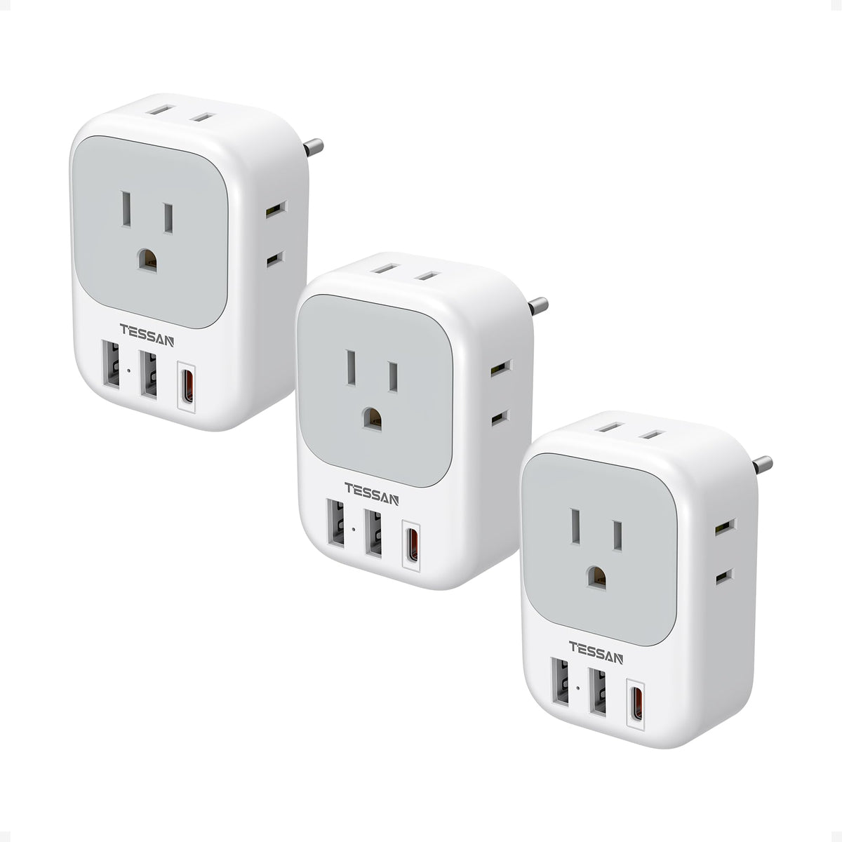 TESSAN European travel plug adapter compact for easy packing on multi-country trips.
