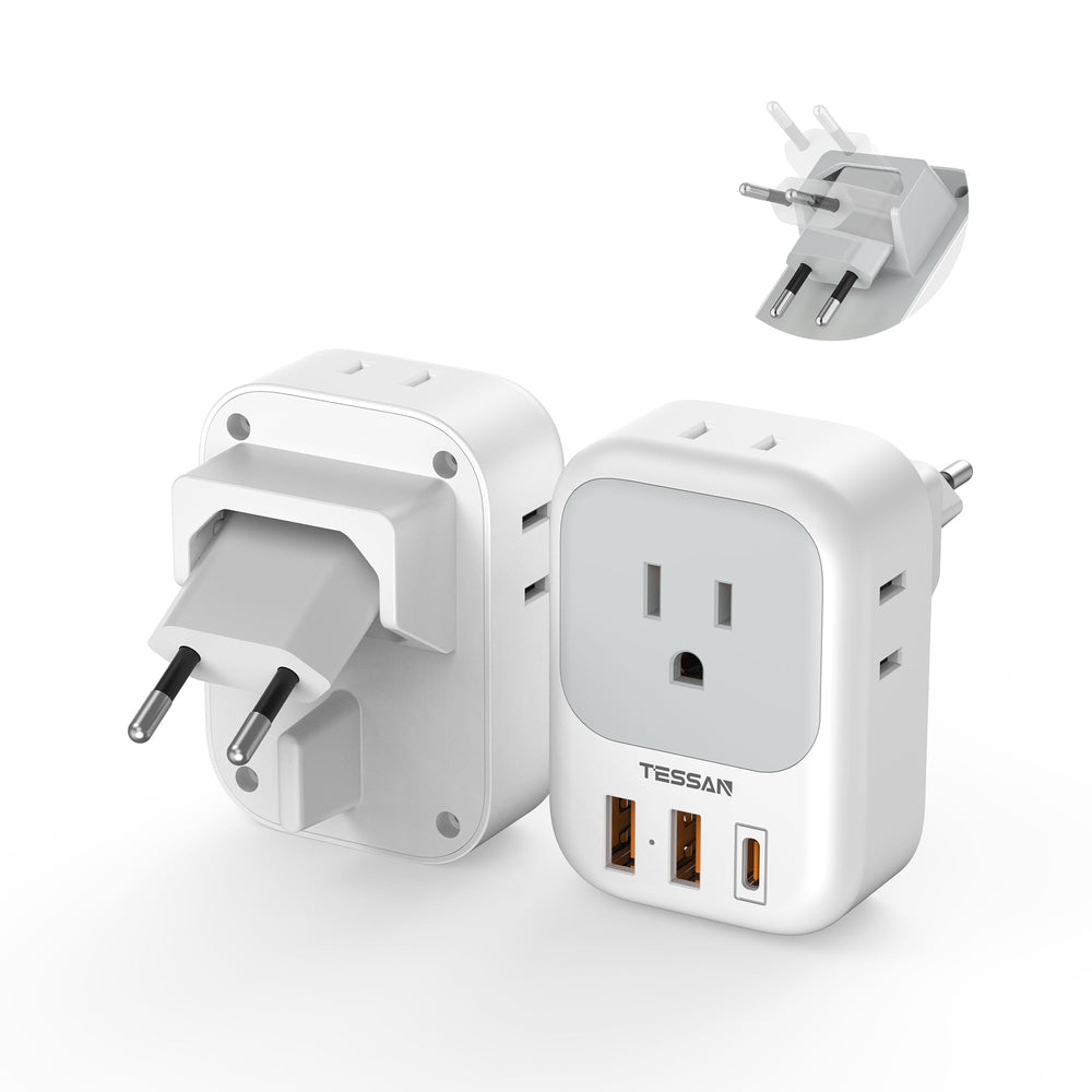 TESSAN foldable plug travel adapter—compact, easy packing for trips