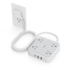 TESSAN extension cord 10ft flat head fits behind furniture for a tidy setup.