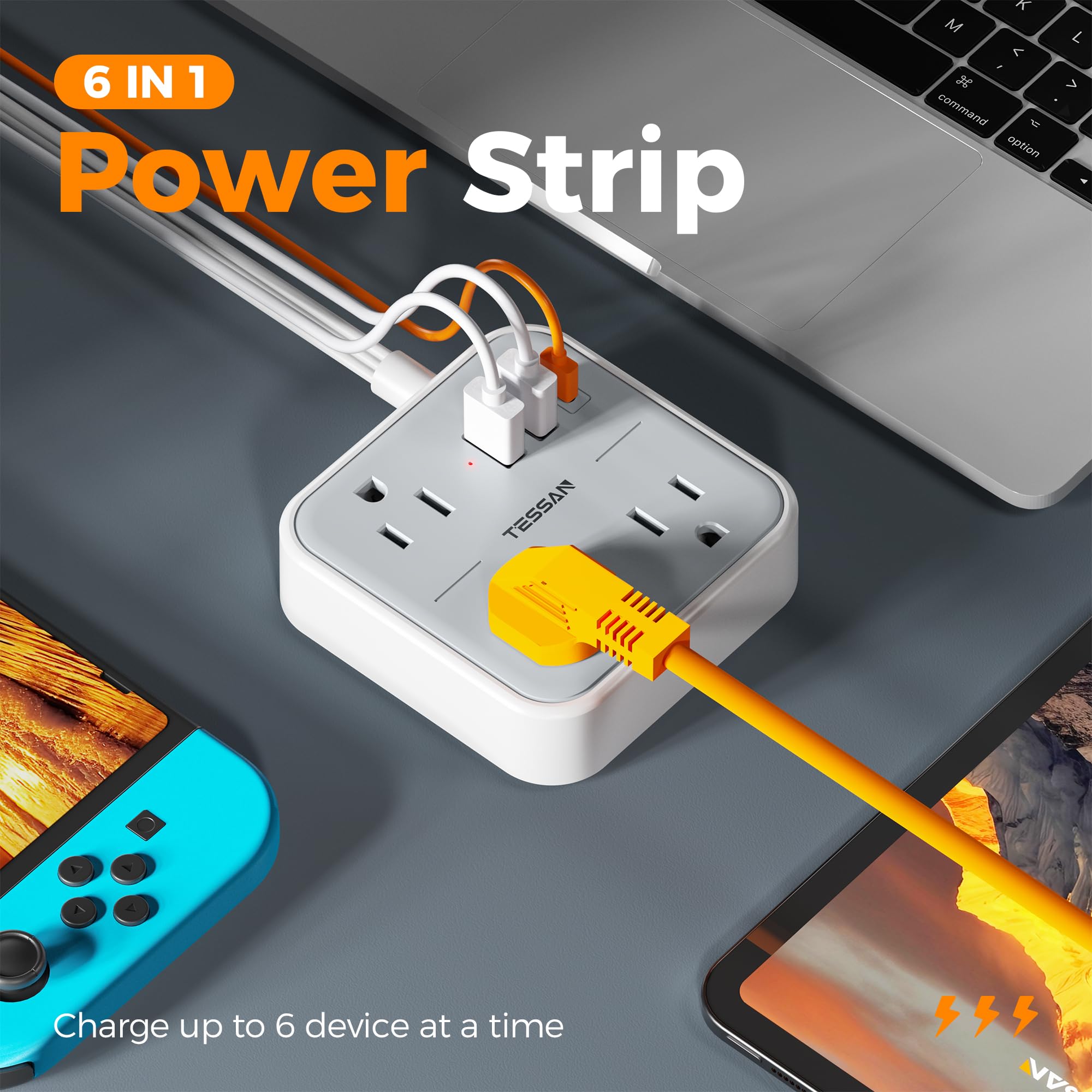 TESSAN flat wall plug with 45-degree angle saves space behind furniture