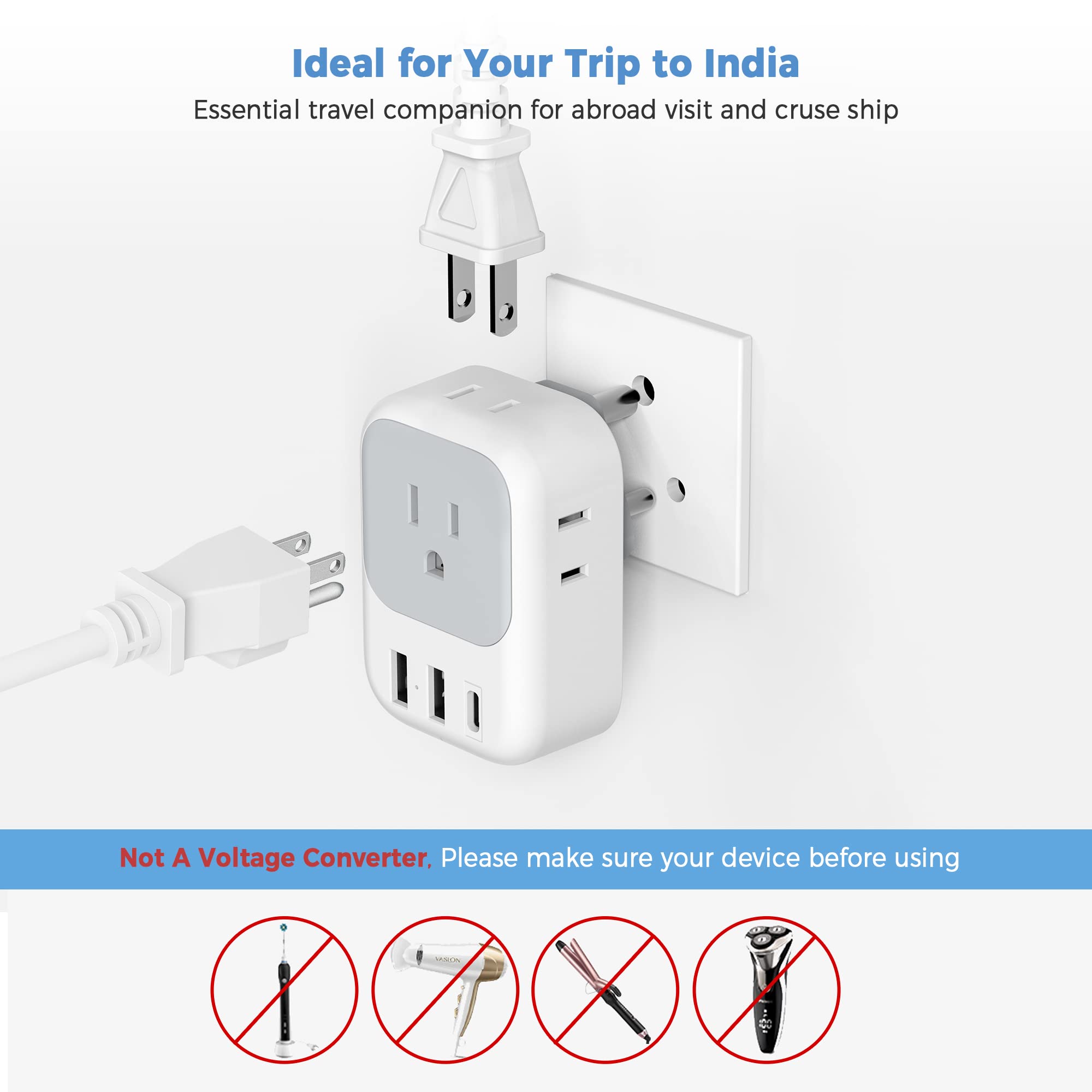 TESSAN four-side design minimizes outlet blocking while traveling