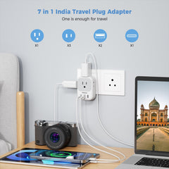 TESSAN 7-in-1 travel adapter with four outlets and three USB ports