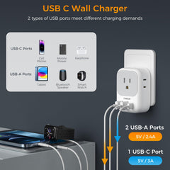 TESSAN compact travel size adapter fits easily in luggage.