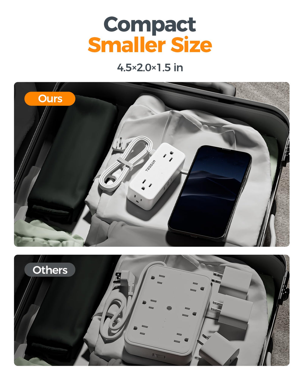 TESSAN mountable base and rubber feet keep it stable.