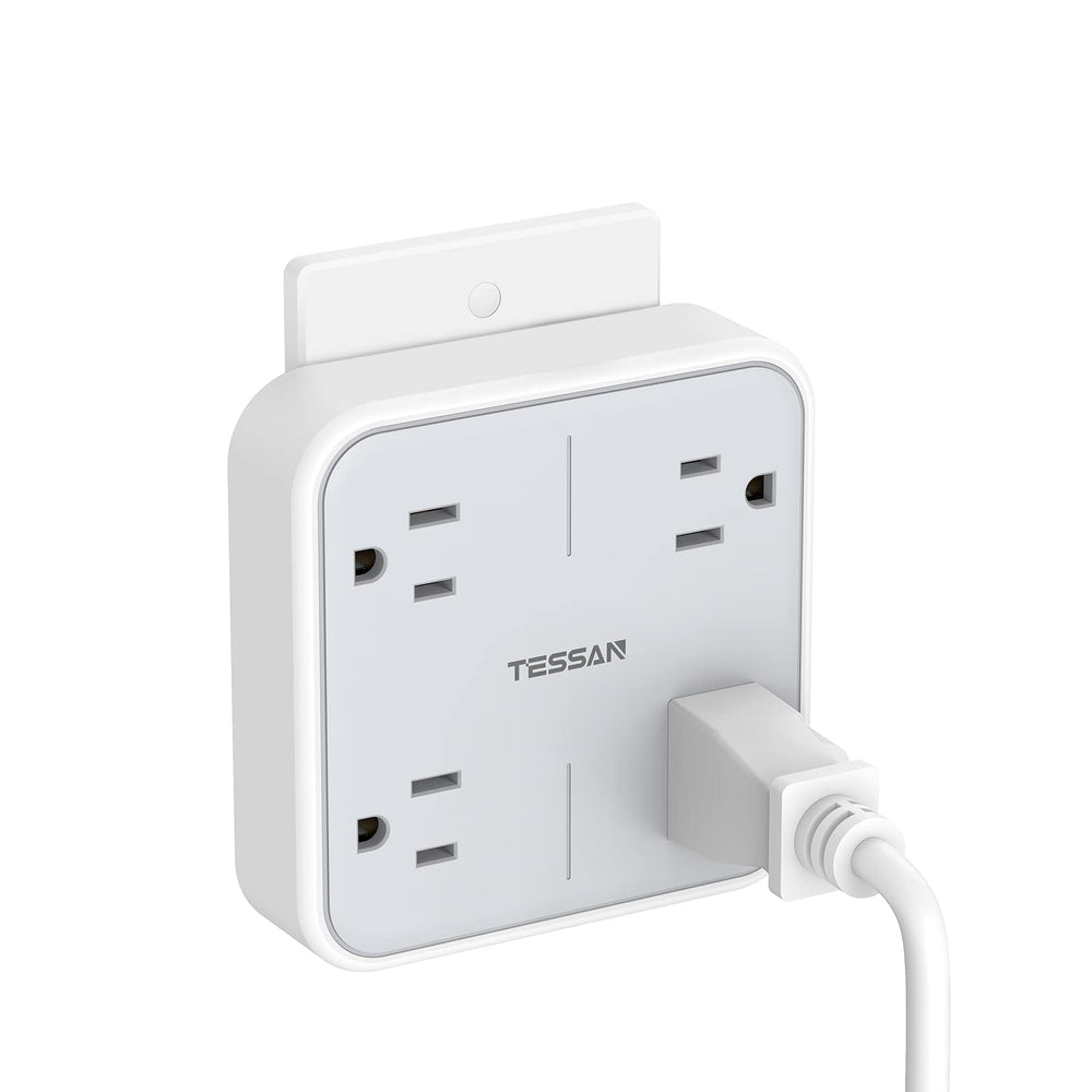 TESSAN four-outlet gray extender enables simultaneous device charging at home