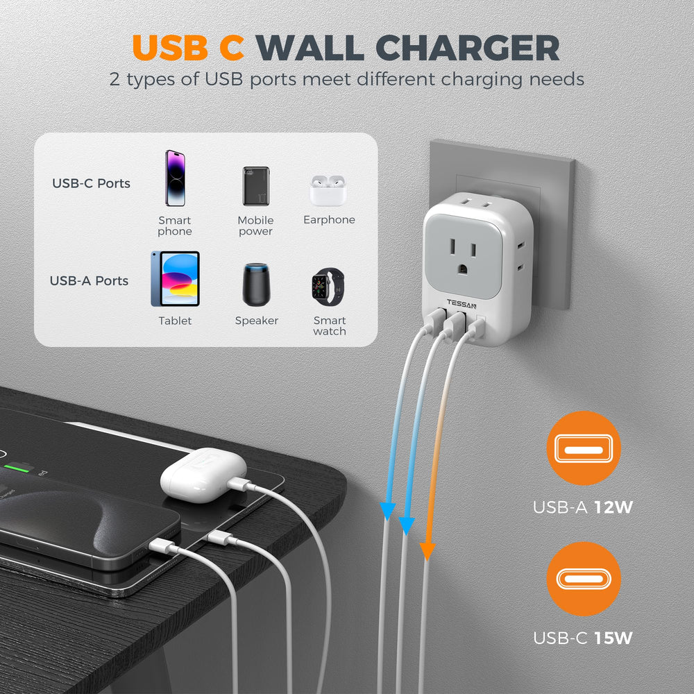 TESSAN South Africa plug adapter packaging emphasizes compact travel-friendly design