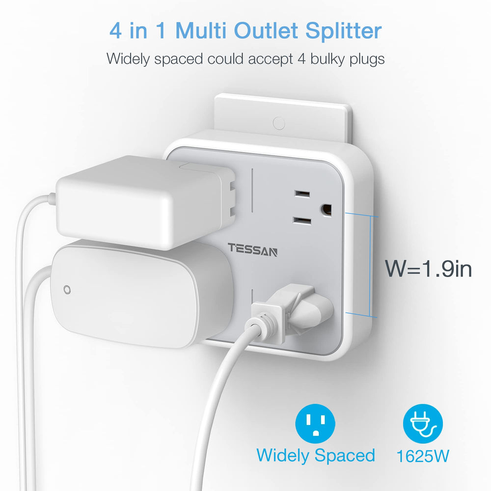 TESSAN surge-protected outlet extender safeguards daily device charging in offices
