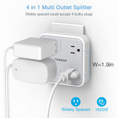 TESSAN surge-protected outlet extender safeguards daily device charging in offices