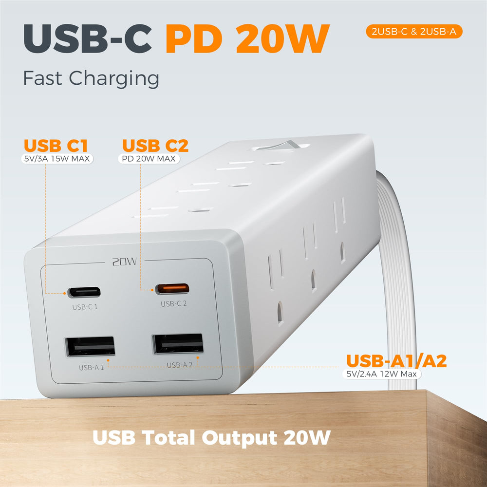 TESSAN unit showing nine outlets for multiple devices simultaneously