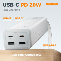 TESSAN unit showing nine outlets for multiple devices simultaneously