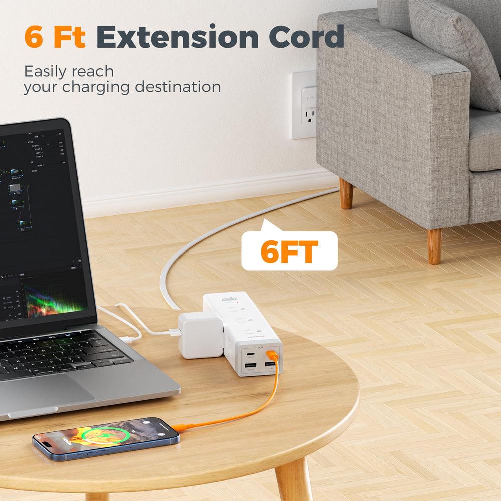TESSAN USB-A and USB-C ports ready to charge tablets and accessories