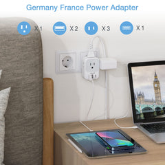 TESSAN Type E/F plug adapter compact travel size fits luggage