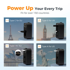 TESSAN universal plug types for Europe, UK, US, and beyond.