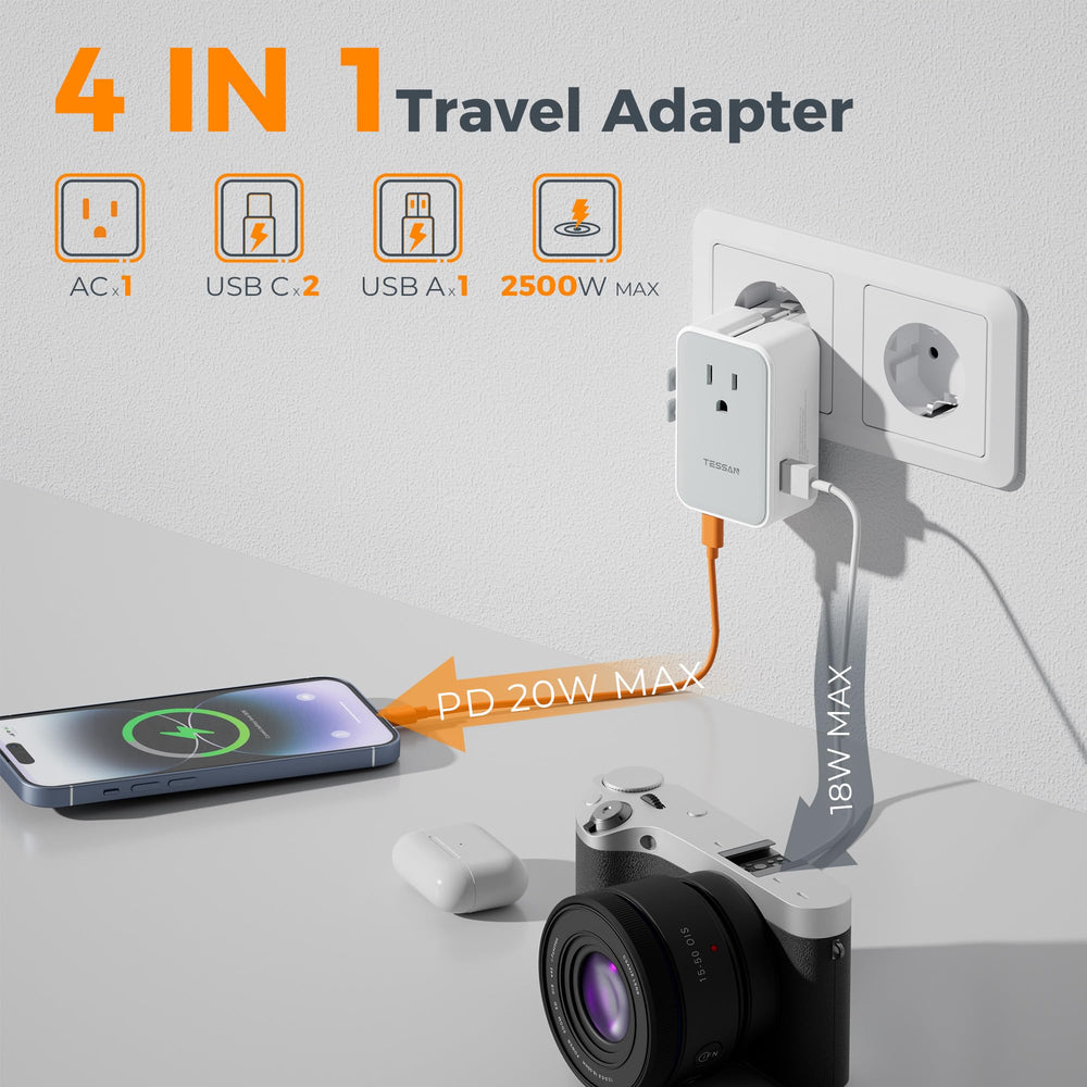 TESSAN 4-in-1 charger enabling multiple devices on the go.
