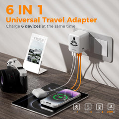 TESSAN compact travel adapter fits easily in luggage for travel