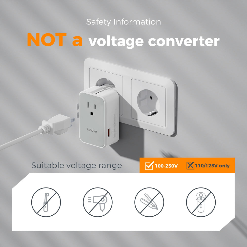 Cruise-ready travel adapter compact for cabin use.