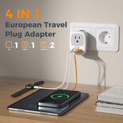 TESSAN US-to-Europe USB-C port enables fast charging on the go.