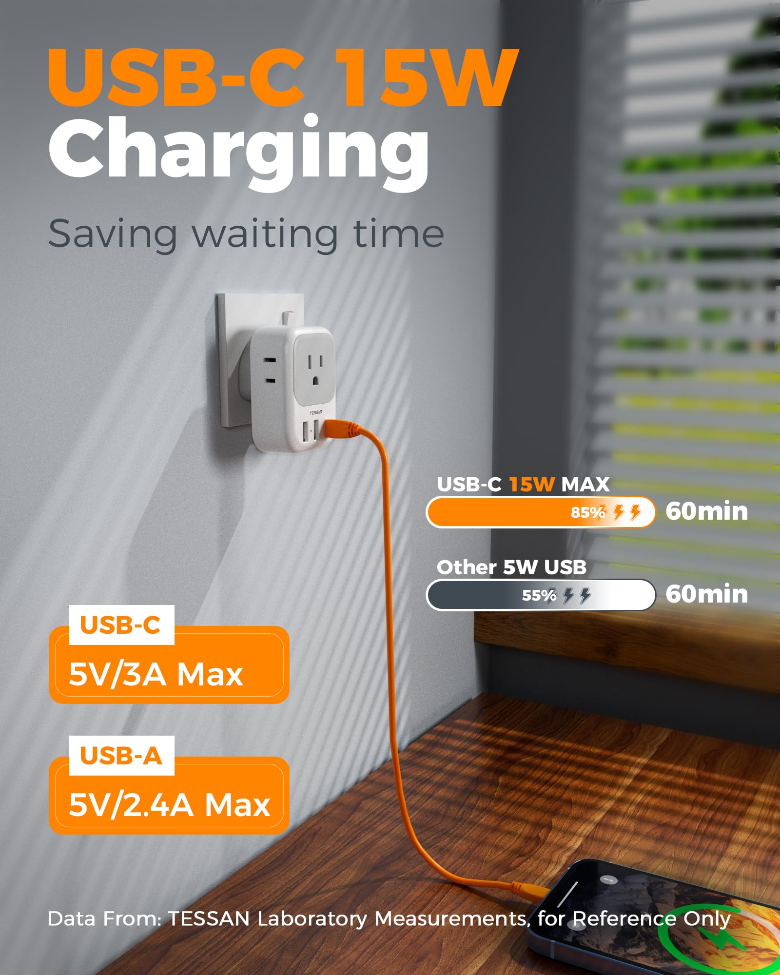 US-to-UK plug adapter enabling simultaneous charging of multiple devices.